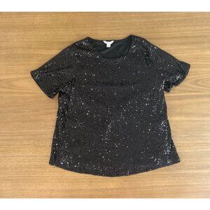 NWOT Cato Sparkly Black Women's S Top, Lined MSRP $49